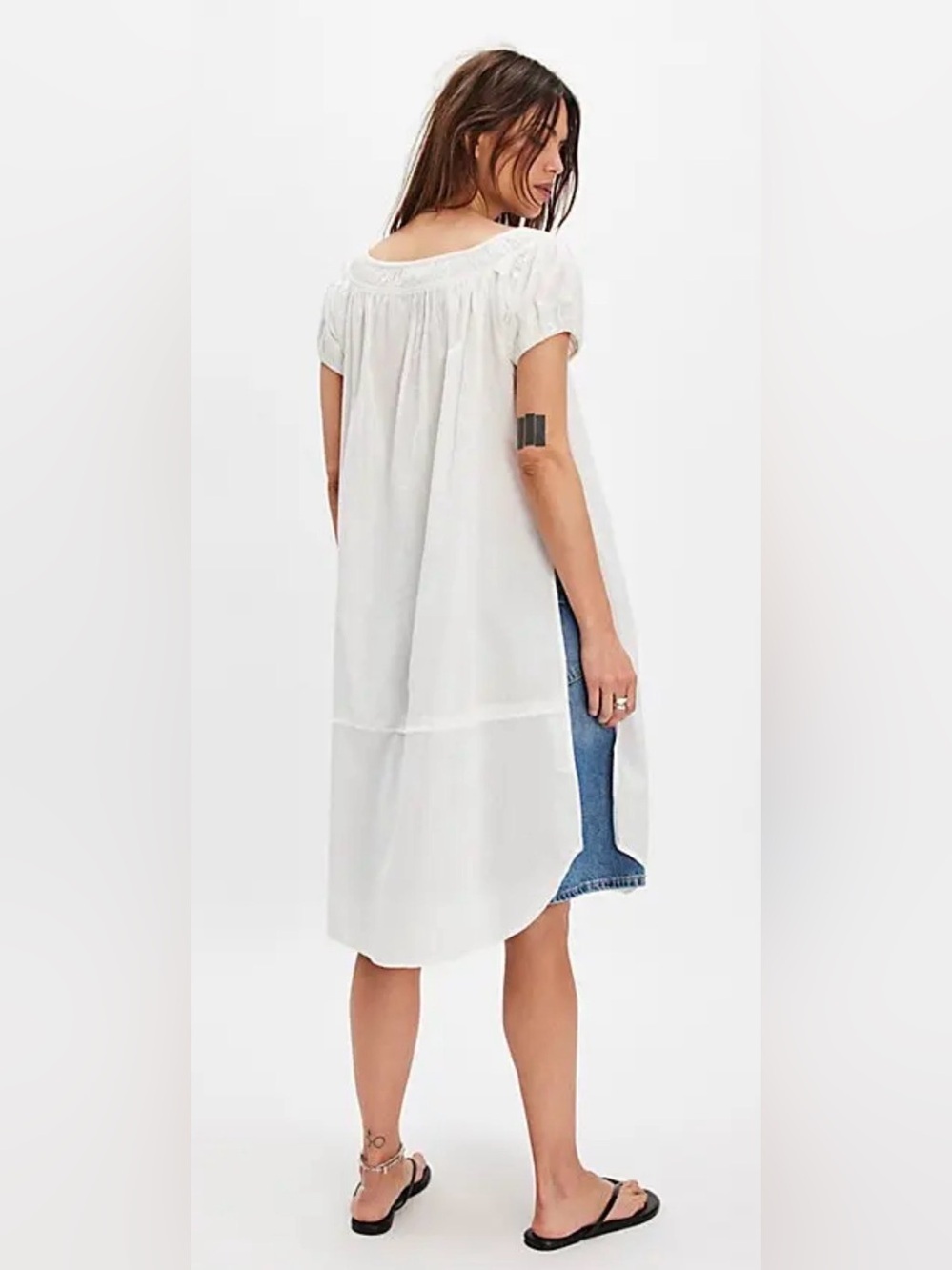 FREE PEOPLE Fayre Midi Tunic Dress Ivory Cottagecore Boho NWT Size M - Picture 8 of 16